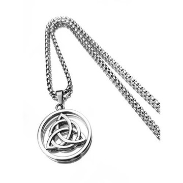 POYO信仰三位一體項鏈男士嘻哈歐美潮流簡約鈦鋼凱爾特結吊墜配飾