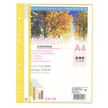 全勝CHUNG SENG 11孔PP軟質資料簿/30張/CH30/黃