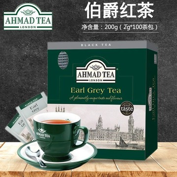 茶包 亞曼AHMAD茶 格雷伯爵紅茶100茶包盒裝 英國進口袋泡茶葉量販裝