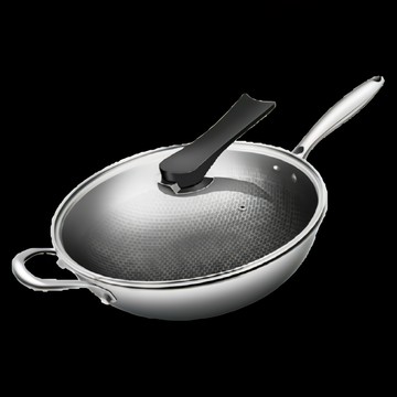 KNF 康尼菲 304不鏽鋼蜂巢不沾炒鍋 蜂巢方格懸浮設計 耐腐蝕 導熱迅速均勻  34cm  1組