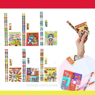 日本空運 T10 湯姆貓與傑利鼠 開學商品  4件組文具 小朋友禮物 贈品 2B鉛筆 記事本 便條本 MEMO
