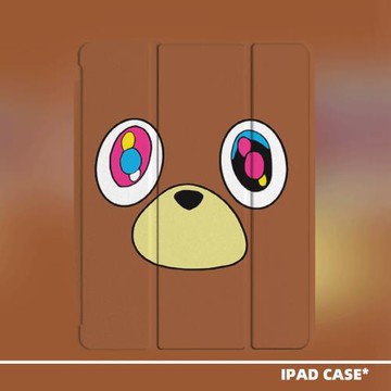 原創小眾卡通kanye輟學熊適用2024款air6ipadpro11寸三折ipad殼防彎亞克力平板殼9代10.2寸air4/5mini7帶筆槽