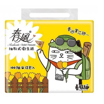 SILLACE 貓 抽取衛生紙100抽12包/6串/箱