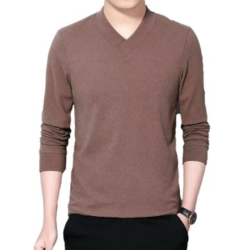 雙面德絨打底衫男|大尺碼100公斤男裝上衣|春秋髮熱保暖衫|V領緊身上衣|印花長袖T恤|修身V領打底衫|韓版長袖上衣男