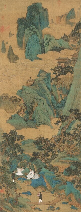 仿古畫名畫復制品明仇英桃園仙境圖60-159厘米山水畫國畫名人字畫