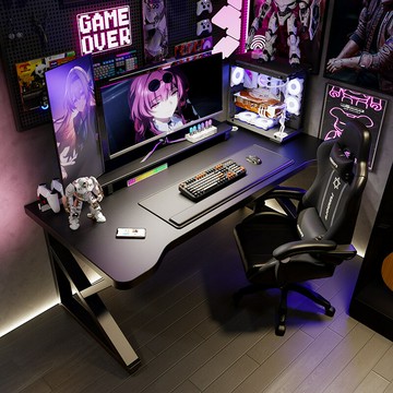 【電競辦公一體】電腦桌 電競桌 書桌 辦公桌 臺式桌 升降桌 人體工學設計 簡約現代風格 家用書房臥室 多功能收納