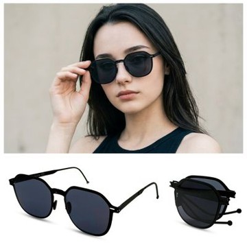 【ROAV】輕量薄鋼 黑框深灰鏡片折疊抗UV太陽眼鏡(GLAM SS018-13/14)