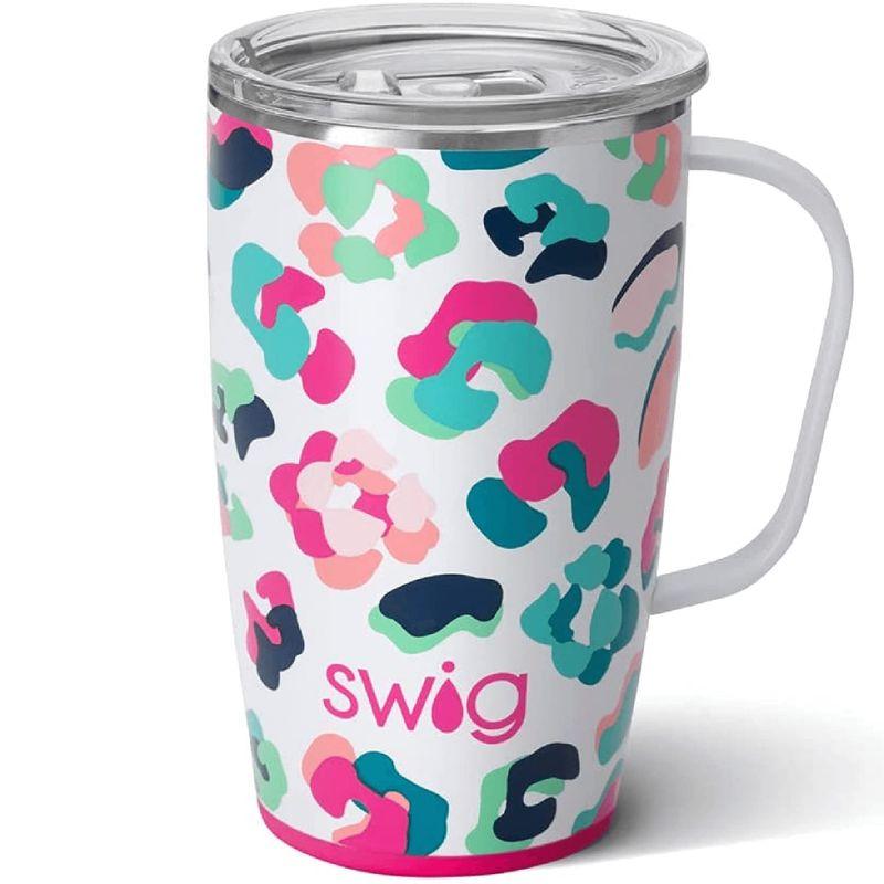 Swig Life 18オンス トラベルマグ ハンドルと蓋付き ステンレススチール 食器洗い機対応 カップホルダー対応 トリプル断熱コーヒー