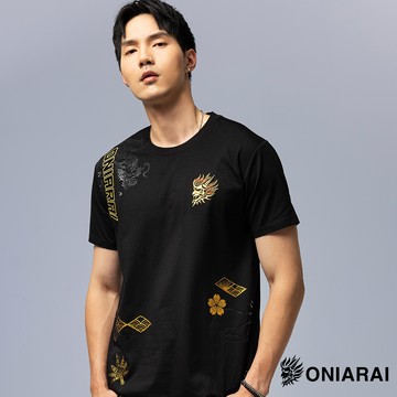 【新品8折↘結帳2件再88折】和藝術鐙瓦帝龍日式短TEE(黑) - BLUE WAY 鬼洗い