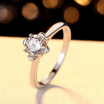 【米蘭精品】莫桑鑽戒指925純銀開口戒-0.5克拉花苞四爪鑲嵌女飾品73yk38