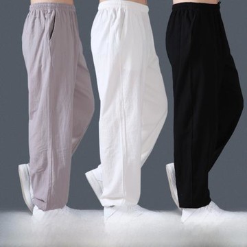 秋季亞麻太極服棉麻太極褲男武術訓練服裝練功褲太極拳練功服女