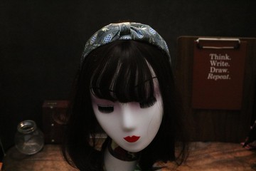 銀色古董花紋發箍真絲優雅發飾