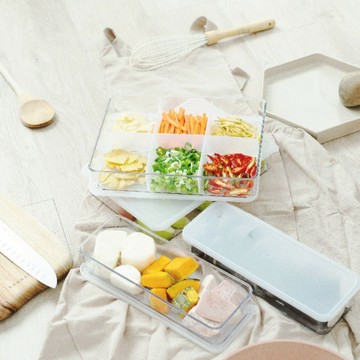 【韓國Silicook】組合B 大型食材4件組 850ml&1900ml 附2隔版｜不含BPA、不釋放有毒物質｜官方旗艦