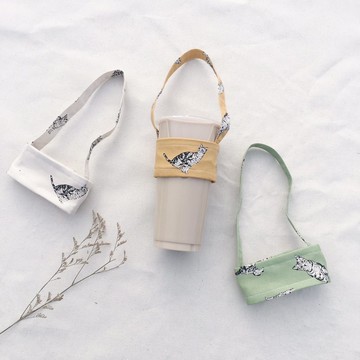 手作飲料杯提袋 / 黑白貓咪