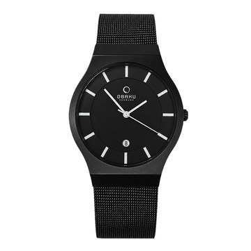 OBAKU 極簡時代優雅時尚腕錶-黑-大-V123GBBMB