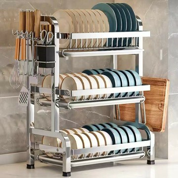 ??快速出貨?? 公司貨 不銹鋼廚房碗碟置物架加厚碗筷收納碗盤架家用碗架瀝水架刀筷架子