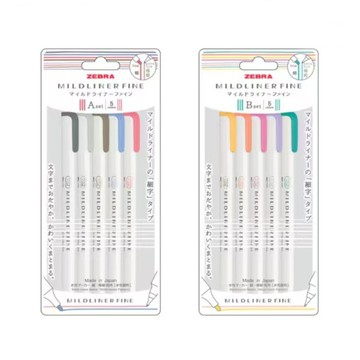 【預購】(限量)斑馬ZEBRA 雙頭柔性螢光筆 WYT9(細字) 5色組-灰茶藍紅/金橘紫綠