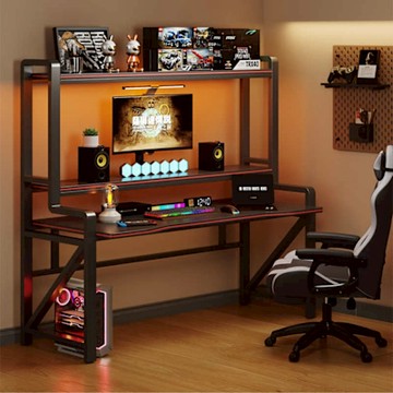 帶書架電腦桌 120×60×88CM 置物架 書架 工作檯 辦公桌 電競桌 電腦桌 工作桌 書桌