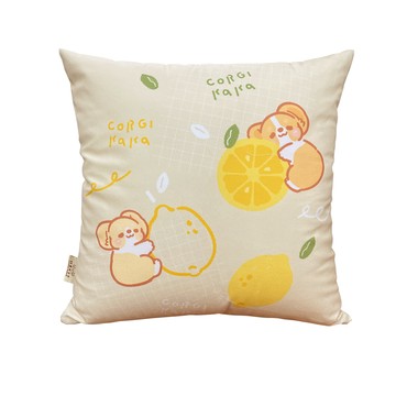 【多利寶寢具】柯基犬卡卡_水晶絨靠墊抱枕-LEMONADE