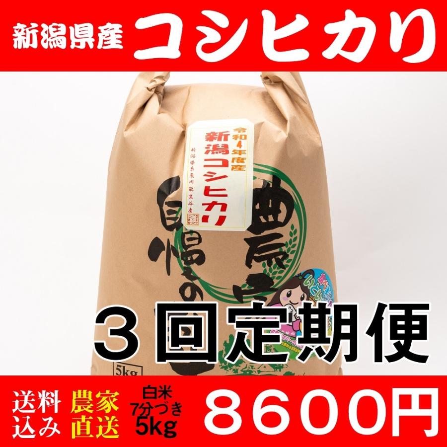 お米 5kg 白米 送料無料 新潟県糸魚川産 コシヒカリ 新米 精米7分 令和5年度産 3回定期便