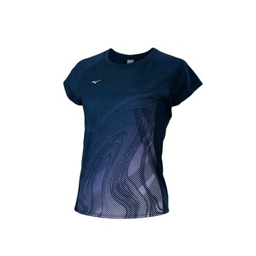 MIZUNO 美津濃 上衣 女款 短袖上衣 運動 羽球 藍 72TAB20112