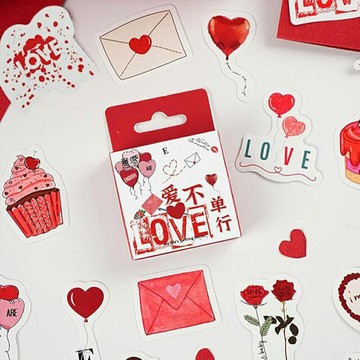 愛不單行盒裝貼紙 手帳貼紙 (46枚入) 貼紙 裝飾貼紙 封口貼 咕卡 咕盤貼紙 文具小物【BlueCat】【JC5496】