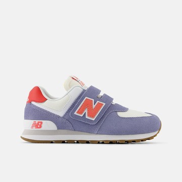 New Balance 574 [PV574CBK] 中童 運動休閒鞋 復古鞋 寬楦 魔鬼氈 舒適 紫 橘紅
