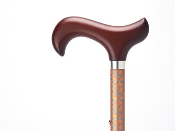 夜間時尚反光手杖 - 橘灰幾何