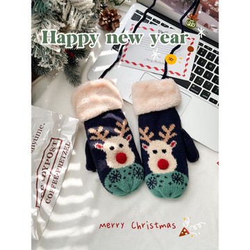 情侶手套加厚圣誕節禮物小鹿毛線手套女可愛冬季韓版學生騎行保暖