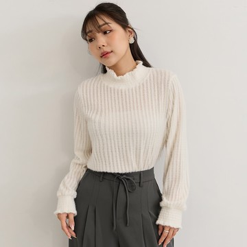 溫柔微透膚磨毛高領上衣 MISS