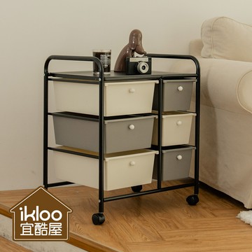ikloo拼色雙排三大三小抽屜車 g082
