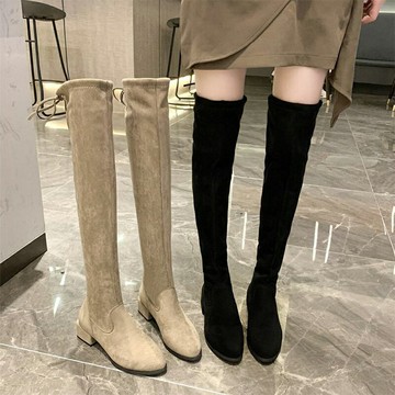 長靴女秋冬過膝長筒靴粗跟彈力瘦瘦靴高筒女靴【木屋雜貨】