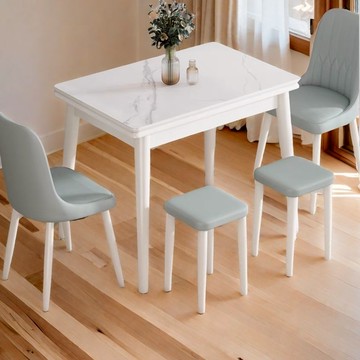 家用小戶型巖板折疊餐桌椅組合出租屋可折疊餐桌輕奢現代拉伸桌子
