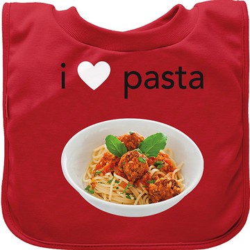 美國 green sprouts 小綠芽 - 套頭式雙層吸水/防水【口水巾圍兜】單入組-紅色麵食