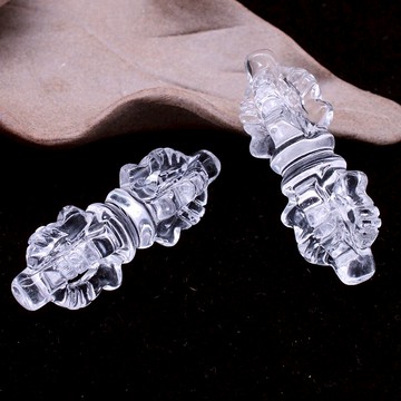 天然白水晶原石佛教供具金剛杵五股法器能量療愈桌面裝飾