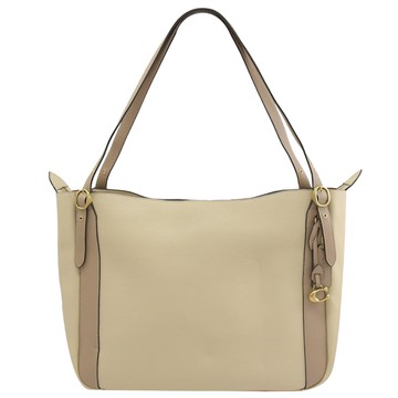 COACH C8366 Alana 撞色荔紋皮革肩背手提托特包.象牙白