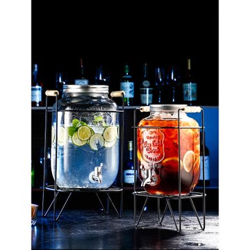 超大容量冷水壺玻璃罐自助飲料桶商用果汁罐帶龍頭家用容器可樂桶
