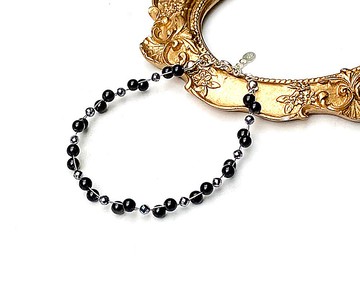 簡約質感系列-彩眼黑曜石x鑽石切面太赫兹編織925純銀手鍊 客製化