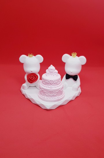 皇冠小熊蛋糕愛心盤擴香石組-情人節-婚禮-婚房布置-生日禮物
