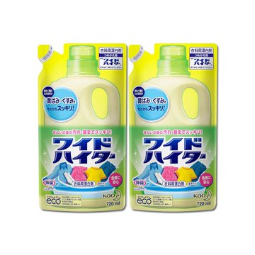 (2袋超值組)日本KAO花王-彩色衣物護色消臭去漬酸素系含氧漂白劑補充包720ml/袋(增白去黃衣物彩漂液,衣領袖口去污,洗衣槽防霉,印花彩白衣適用)