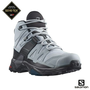 特價出清├登山樂┤法國 Salomon 女 X ULTRA 4 Goretex 中筒登山鞋 寬楦 深礦灰/黑/藍  L41687200