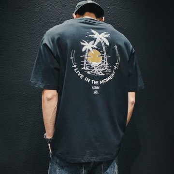 美式純棉短袖t恤男寬松大碼胖子潮牌ins夏季白色潮流重磅半袖體恤