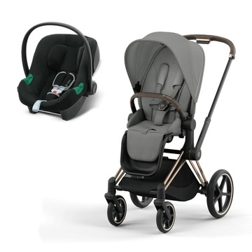 【贈轉接器】Cybex Priam頂級雙向嬰兒手推車(玫瑰金)+Aton B2提籃(多款可選)雙向推車
