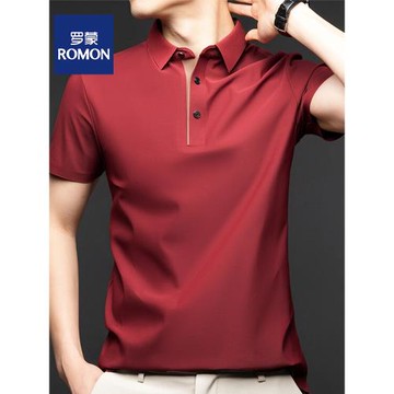 羅蒙涼感液氨冰絲polo衫男夏季2025新款薄款透氣成熟穩重短袖t恤