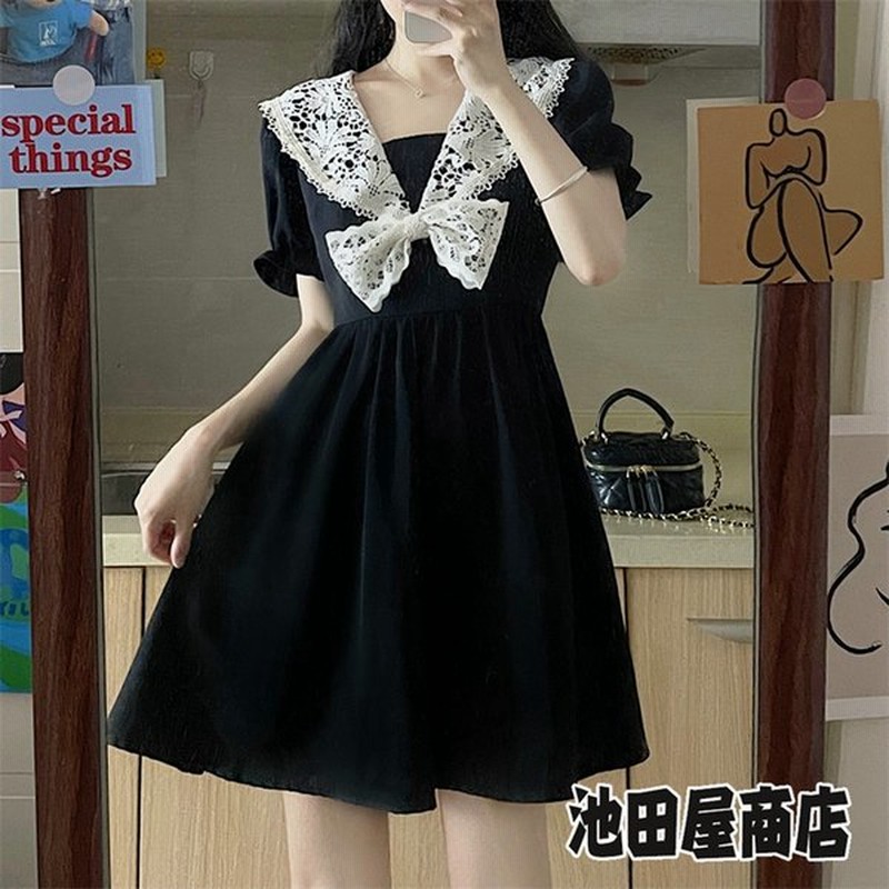 蝶結び リボン付き 膝丈スカート ロリータ風 可愛い Aライン 体型カバー 着痩せ 可愛い 通学 同窓会春秋新作 少女 学生風 長袖 丸襟ワンピース フリル襟 通販 Lineポイント最大0 5 Get Lineショッピング