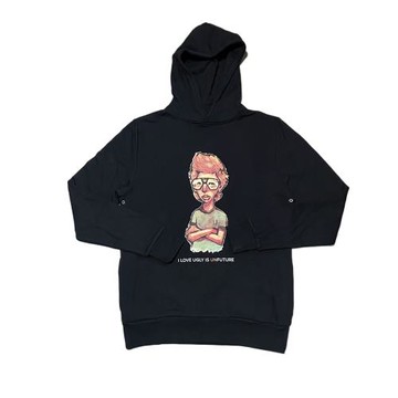原D澳洲街頭高品質潮牌ILOVEUGLY水洗棉毛圈黑色卡通連帽衛衣帽衫