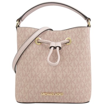 MICHAEL KORS SURI 迷你滿版字母拼接兩用水桶包.芭蕾粉