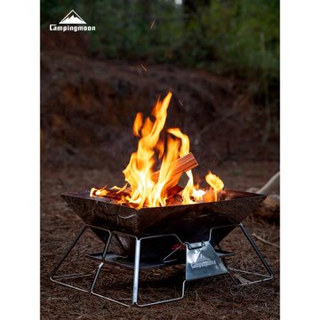 柯曼焚火臺戶外燒烤架家用木炭烤爐不銹鋼加厚野外便攜折疊燒烤爐