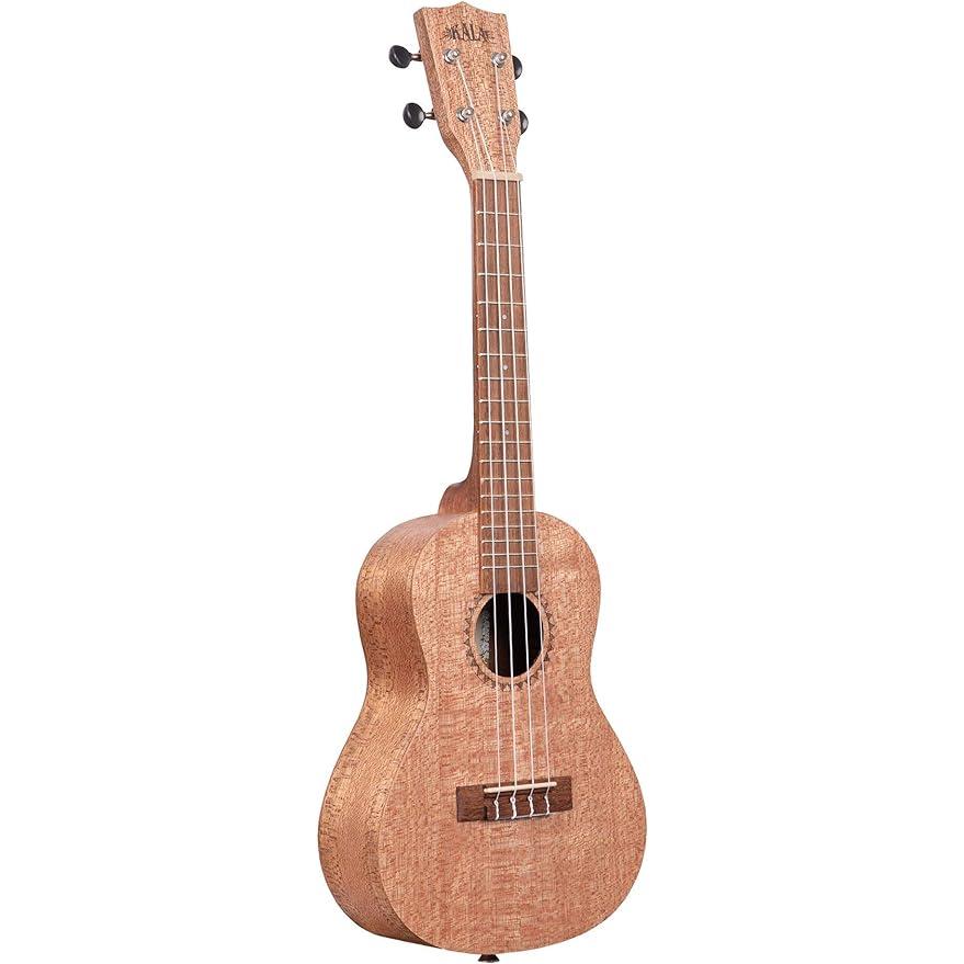 Kala Burled Meranti Concert Ukulele w Red Sonoma Case Bundle, KA-20C