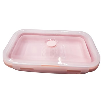 LifeHouse 8吋矽膠折疊保鮮盒  粉紅色 XL 1200ml  1個